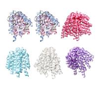 JILLSON & ROBERTS Lot de 6 nœuds autocollants bouclés pour emballage cadeau, paillettes argentées pastel/lavande/bleu pastel/blanc/rose, pastel