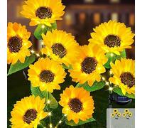 JIMACRO 2 Paquets Solaires Extérieures Fleur Tournesol Lampe Artificielles 2 Modes Lampes Solaires de Jardin Extérieur Etanche Lumière Solaire pour Jardin Terrasse Mariage Décoration de Noël