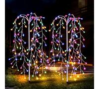 JIMACRO 2 Pièces Lumières Solaires de Jardin, 6 * 20LEDs Lumières Extérieures Solaires de Saule, 8 Modes Étanche Feux d'artifice Lumières Interieur Extérieur pour Décoration Terrasse Balcon Jardin
