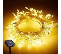 JIMACRO LED Guirlande Lumineuse Solaire, 6M 200LEDs Guirlande Lumineuse Pétard, 8 Modes Étanche Feux d'artifice Lumières Interieur Extérieur pour Décoration Allée Cour Jardin Pelouse Patio