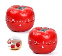 Jimkply Lot de 2 minuteurs mécaniques manuels pour tomates, compte à rebours de 60 minutes avec alarme annulaire, minuterie de cuisine créative en forme de tomate pour la cuisine, la pâtisserie, la
