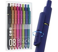 JIMMIDDA Lot de 8 stylos à encre gel noire à pointe moyenne de 0,7 mm, écriture lisse, stylos rétractables à séchage rapide pour homme et femme (vintage, 8 pièces)