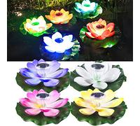 jindaaudio 4 Pièces Lampe Lotus de Bassin Flottant, Lampes Solaires à Capteur de lumière, Lampes de Pelouse étanches Extérieures, Lampes Décoratives de Piscine, Lampes D'étang (Couleur)