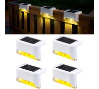 jindaaudio Éclairage Solaire pour Escalier Extérieur - Lampe de Marche LED Étanche Auto-Allumée - Kit de 4 Lampes à Energie Solaire pour Sécurité et Décoration (Blanc Chaud)