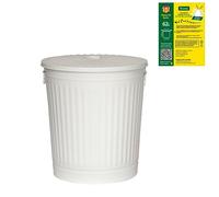 Jinfa 1 Seau métallique revêtu par poudre avec poignées et couvercle au design rétro + 5 sacs poubelle | Crème Blanc | Ø 44 cm | Capacité 62L