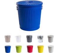 Jinfa | Poubelle en métal galvanisé avec poignées et couvercle | Bleu | Diamètre Ø 21,5 cm - Hauteur 21,5 cm | Capacité: 7 litres