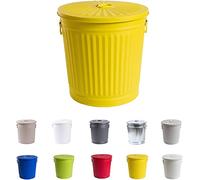 Jinfa | Poubelle en métal galvanisé avec poignées et couvercle | Jaune | Diamètre Ø 29 cm - Hauteur 31,5 cm | Capacité: 18 litres