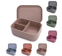 Jinfanshurich Boîte à déjeuner avec compartiments en silicone, sans BPA, 420 ml, anti-fuite, résistante aux chocs, passe au micro-ondes, au lave-vaisselle, couleurs modernes (gris-marron)