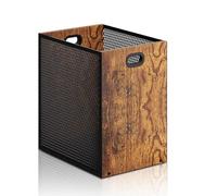 Jinfanshurich Poubelle de bureau, 28 x 20 x 30 cm, rectangulaire, en fer et bois, décorative, style industriel, avec poignée, moderne, pour chambre à coucher et bureau à domicile