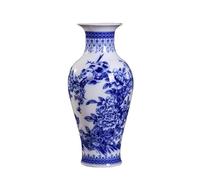 Jingdezhen - Vase en Porcelaine Bleu Et Blanc, Élégant, Os Fin, Pivoine, Décor Céramique, Ornement De Style Peintures Exquises(A5 36cm)