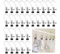 JINGIHE Lot de 30 Pinces à Linge, Cintre Pince Crochets, Cintre Pantalon, Crochets à Linge Pivotants 360°en Acier Inoxydable Antidérapants, Polyvalents pour Pantalons, Chaussures, Serviettes