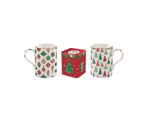 JINGLE BELLS Coffret duo de Mugs en porcelaine et boîte à thé EASYLIFE SC