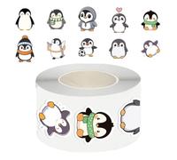 Jingmiger Rouleau d'autocollants pingouin - 500 pièces de dessins animés mignons et,Autocollants pour Gourdes Ordinateurs Portables - pour scrapbooking, bricolage, guitare, téléphone,