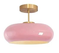 JingNian Luminaires Plafond Milieu De Siècle, Plafonnier Semi-encastré En Verre Et Métal, Abat-jour Dôme Orange, Idéal Pour Couloir, Entrée, Salle À Manger Et Cuisine(E)