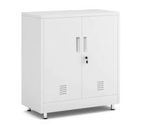 JINGUR Armoire de Rangement en métal avec Portes verrouillables et étagère réglable, Petit Buffet Armoire latérale verrouillable pour Maison, Bureau, Couloir, entrée, Salon, Salle à Manger (Blanc)