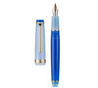 Jinhao 82 Stylo-plume à pointe extra fine avec bordure dorée, corps transparent contrasté bleu avec convertisseur