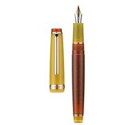 Jinhao 82 Stylo-plume à pointe fine avec bordure dorée, corps transparent contrasté marron avec convertisseur