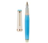 Jinhao 82 Stylo-plume à pointe fine et bordure dorée, corps transparent blanc et bleu avec convertisseur