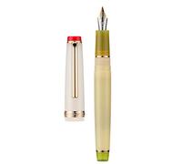 Jinhao 82 Stylo-plume à pointe moyenne avec bordure dorée, corps transparent blanc et jaune avec convertisseur