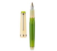 Jinhao 82 Stylo-plume à pointe moyenne avec bordure dorée, corps transparent jaune et vert avec convertisseur