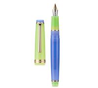 Jinhao 82 Stylo Plume Pointe Fine Bordure Dorée Corps Vert Bleu Transparent Avec Convertisseur