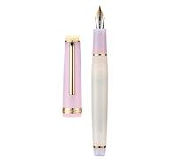 Jinhao 82 Stylo-plume, pointe moyenne avec garniture dorée, corps transparent rose et blanc avec convertisseur