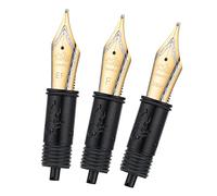Jinhao Lot de 3 plumes de stylo plume avec 100 pointes noires (EF, F et M) Bordure dorée Compatible avec Jinhao 100, X350, X850, 9036, 9065, 9016