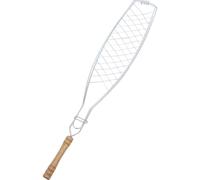 Jinhxofs Panier à Rôtir Le Poisson, Panier de Barbecue Portable, Accessoires de Barbecue avec Poignée En Bois, Grille pour Poisson et Fruits de Mer, Poignée ronde