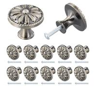 Jinlaili 10PCS Vintage Tiroir de Porte Poignée, 35MM Bouton de Meubles, Rond Boutons de Tiroir, Laiton Boutons de Porte, Poignées de Meuble pour Placard Armoire Cuisine, Chambre d'enfant (B-Bronze)