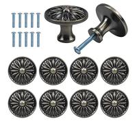 Jinlaili 10PCS Vintage Tiroir de Porte Poignée, 35MM Bouton de Meubles, Rond Boutons de Tiroir, Laiton Boutons de Porte, Poignées de Meuble pour Placard Armoire Cuisine, Chambre d'enfant (Bronze)