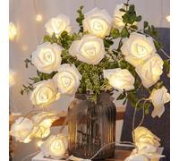 Jinlaili Guirlande Lumineuse Roses 20 LED à piles, 3 Mètres Chaude Blanche Guirlande led pour la décoration maison, Guirlande de Fleurs à suspendre, Décoration de Noël mariage Saint-Valentin (Blanc)