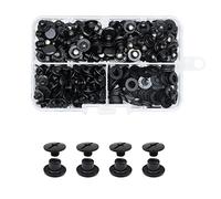 JINTANG 100 Set vis Chicago,M5x4mm kit de rivets pour cuir cruciforme, vis métal clou rivet bouton Chicago, pour ceinture cuir DIY livre artisanat ceinture portefeuille reliure(Noir mat)