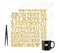 JINTANG 10PCS lettre autocollantes,lettres autocollantes,lettres adhesives,stickers lettres alphabet,pour cartes de vœux tasses valises boîtes aux lettres fenêtres (doré)