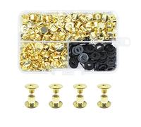 JINTANG 90pcs M5x5 vis chicago,rivet a visser,rivet cuir,Utilisé pour le bricolage en cuir Sac à vêtements, chaussures, livres et décoration (doré)