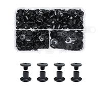 JINTANG 90pcs vis chicago,rivet a visser,M5x5mm rivet cuir,Utilisé pour le bricolage en cuir Sac à vêtements, chaussures, livres et décoration (Noir mat)