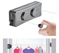 JINYOMFLY Corde à Linge Rétractable pour Balcon, 2 x 5,1M Acier Inoxydable Fil a Linge Extérieur Retractable, Etendoir Linge Exterieur Retractable, Corde à Linge Murale Intérieur