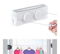 JINYOMFLY Corde à Linge Rétractable pour Balcon, 2 x 5,1M Acier Inoxydable Fil a Linge Extérieur Retractable, Etendoir Linge Exterieur Retractable, Corde à Linge Murale Intérieur