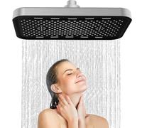 JINYOMFLY Grande Pomme de Douche Carrée, 36CM Grand Pommeau de Douche Fixes, Tete de Douche Pluie Exterieur Haute Pression