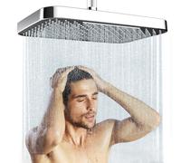 JINYOMFLY Grande Pommeau de Douche, 33 cm Tete de Douche Pluie, Grand Pommeau Douche Carré Haute Pression, Rotatif 360° Tête de Douche Anti Calcaire