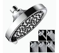 JINYOMFLY Pommeau de Douche Pluie 5 Modes, 15cm Pomme de Douche Haute Pression, Tête de Douche Pluie à Économie d'eau, Chromé