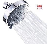 JINYOMFLY Tête de Douche, Pommeau de Douche Fixe, Pomme de Douche Anti Calcaire, Tete de Douche Haute Pression, Pommeau de Douche Pluie à Économie d'Eau Ajustable 5 Réglages, 2,5 GPM