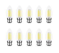 Jiotouhu B22 LED ampoules à baïonnette, ampoules à spirale Edison à filament c35, blanc froid 6500k, 4W équivalent 40W halogène, non dimmable, convient pour lustres et lampes en cristal, 10 pièces