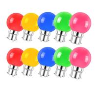 Jiotouhu Lot de 10 ampoules LED B22 2W,ampoule écoénergétique colorée Couleur,Ampoule de Noël,Ampoules Guirlande Rouge, Jaune, Bleu, Vert, Rose, (équivalent 20W)