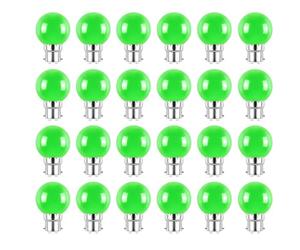 Jiotouhu Lot de 24 Ampoule LED Couleur B22 2W équivalente 20W AC 220V-240V B22 Baïonnette Ampoules Guirlande LED Ampoules Multicolore pour Maison Bar Fête Décoration d'ambiance, Vert