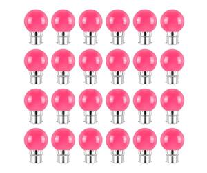 Jiotouhu Lot de 24 Ampoule LED Couleur B22 2W équivalente 20W AC 220V-240V B22 Baïonnette Ampoules Guirlande LED Ampoules Multicolore pour Maison Bar Fête Décoration d'ambiance, Rose