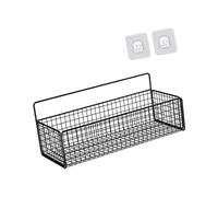 JISADER Panier Mural Suspendu pour Le Rangement, Panier en Fil d'acier Robuste, en Fil, étagères murales pour Salle de Bain, Noir L avec Autocollant