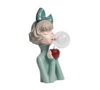 JISADER Veilleuse créative ornement de Table soufflant fille lampe de chevet lampe de bureau lampe de Table en résine pour salon, vert, 14x24x36.5cm