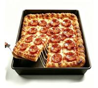 Jisculo Plaque à pizza Detroit Style 25,4 x 35,6 x 6,3 cm (antiadhésive, sans BPA et sans PFOA), résistante à la chaleur jusqu'à 260 °C, pré-enduite authentique anodisée Detroit, poêle à pizza