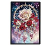JISHSHAY Diamond Painting Carnet de Notes Attrape Rêves Diamant Painting Cahier Feuille Blanche Fleur Broderie Diamant Bloc Note Bricolage Adulte Journal Kit Broderie Carnet Point de Croix Notebook A5