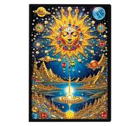 JISHSHAY Diamond Painting Carnet de Notes Soleil Diamant Painting Cahier Feuille Blanche Soleil Broderie Diamant Bloc Note Bricolage Adulte Journal Kit Broderie Carnet A5 Point de Croix Notebook